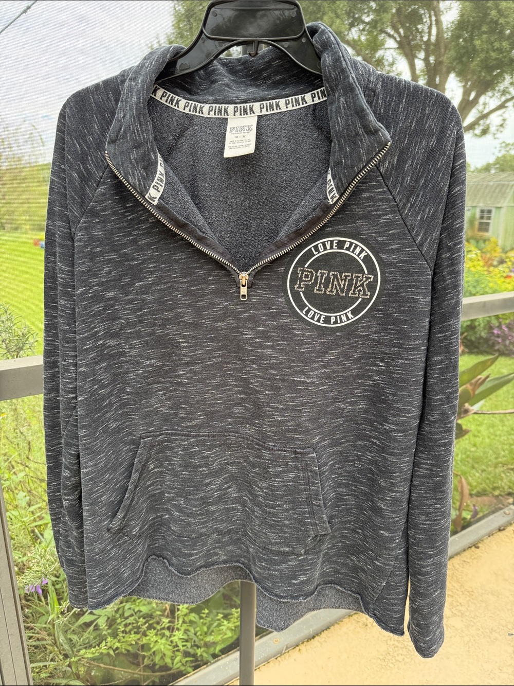 PINK Victoria's Secret Charcoal Heather Half-Zip Sweatshirt